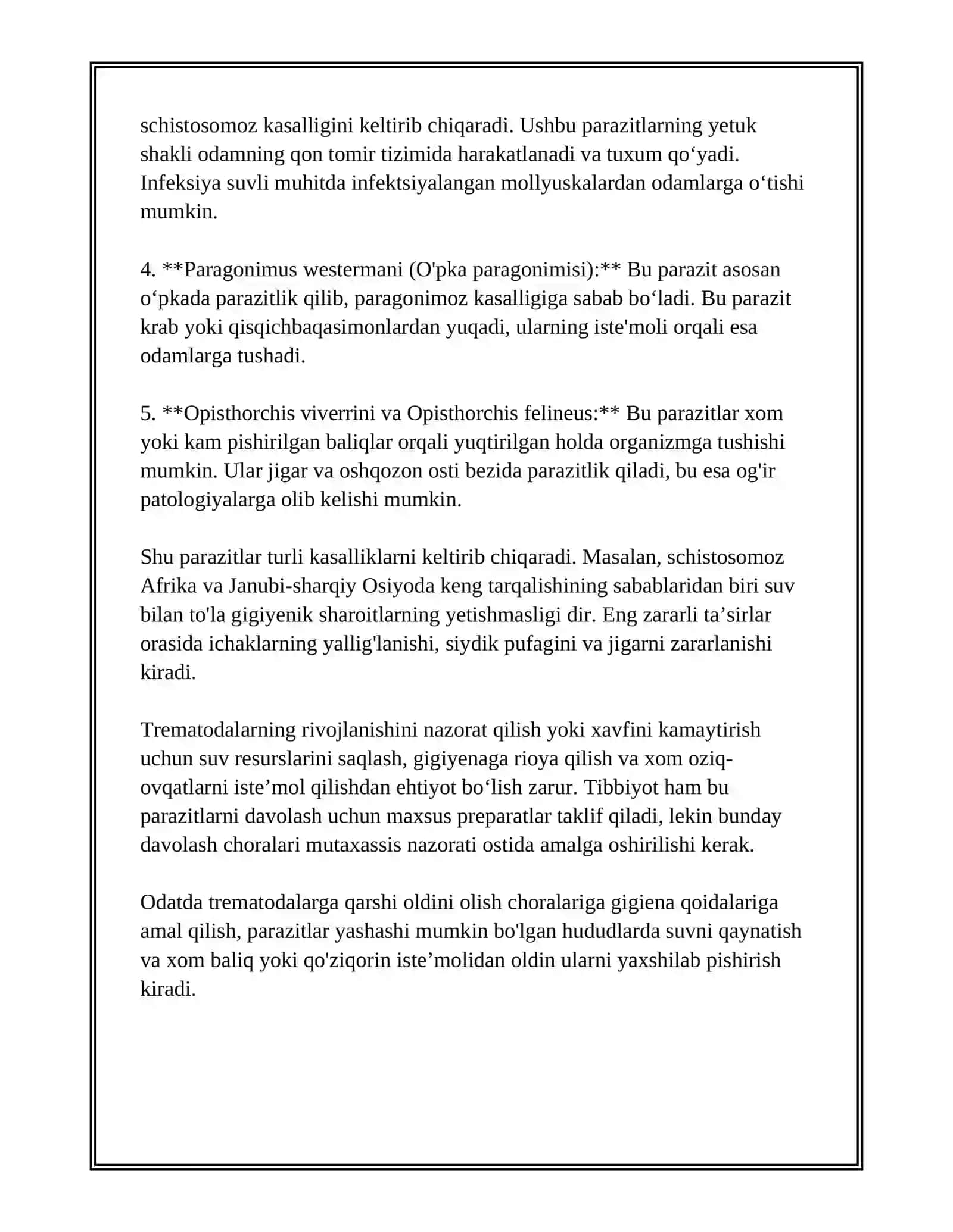 ODAMLARDA PARAZITLIK QILUVCHI SO'RG'ICHLILAR 4
