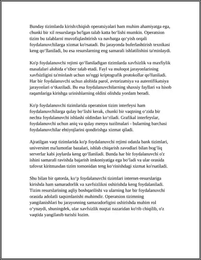 MULTIDASTURLASH.AJRATILGAN VAQT TIZIMLQRIDA KOP FOYDALANUVCHI REJIMI 4