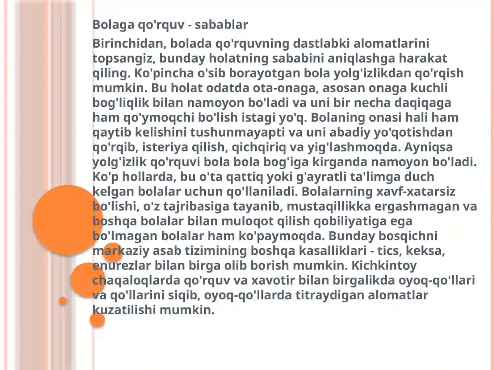 MAKTABGACHA TARBIYA YOSHIDA QO’RQUV HOLATINING NAMOYON BO’LISHI 4