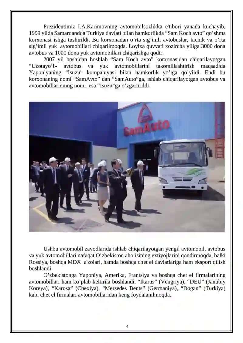 ”Mukammal avto servisi” MCHJ, Andijon “Avtotexxizmati”  MCHJ, Andijon viloyati IIB YHXB, Andijon viloyati “Avtomobil yo`llari xududiy bosh boshqarmasi”, ”Andijon transport ekspeditorlik” MCHJ, Andijon viloyati ”Transport boshqarmasi” ”Alpomish merosi” MCHJ 4