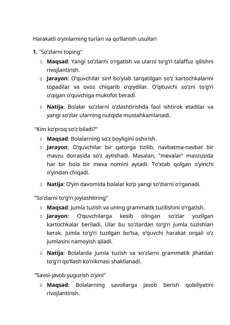 Boshlang'ich sinflarda harakatli o'yinlar orqali ona tilini o'qitish 4