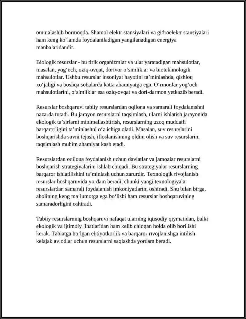 Tabiiy resurslarning turlari va boshqaruvi 4