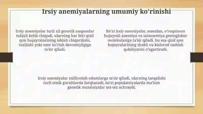 Irsiy nuqsonlarning anemiya rivojlanishiga ta'siri 4