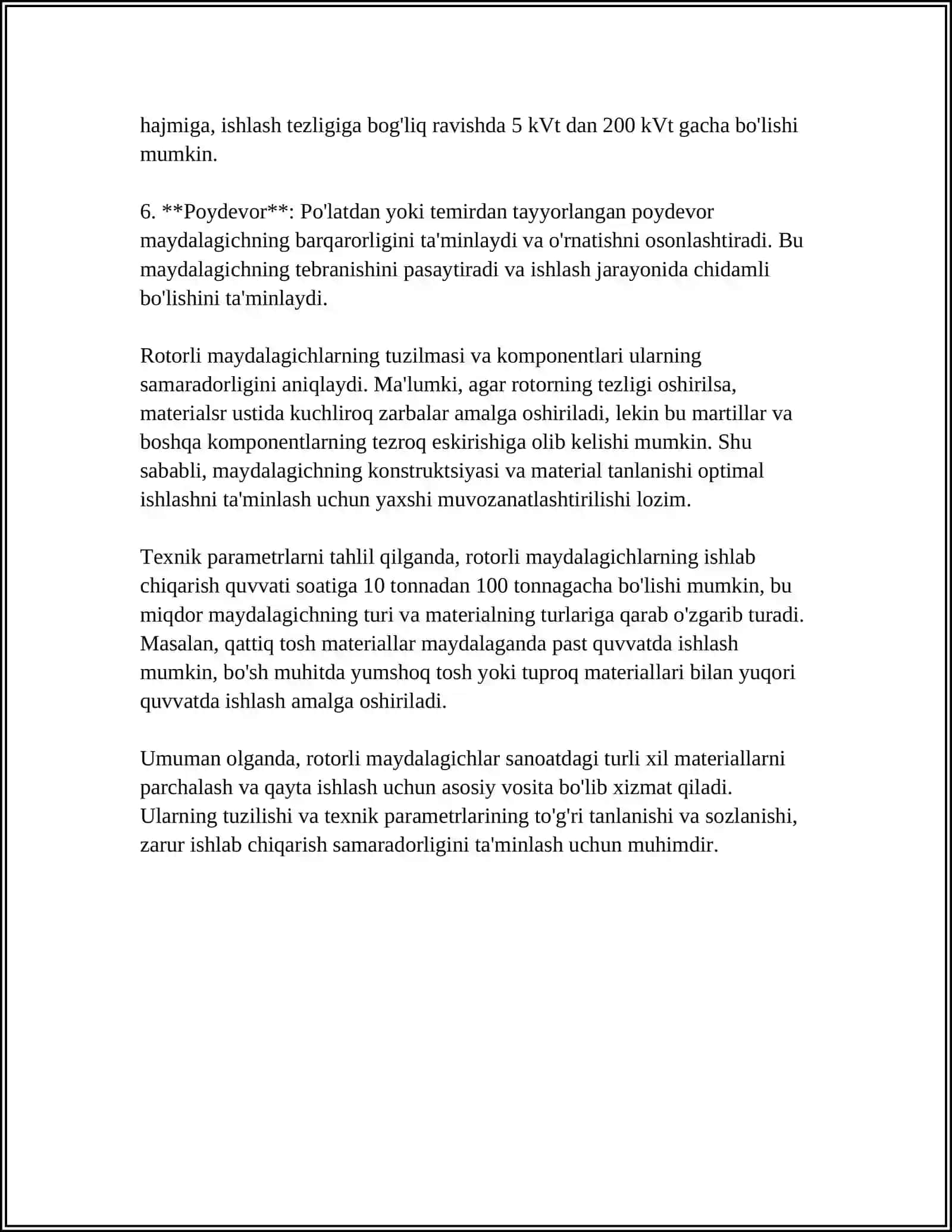 ROTORLI MAYDALAGICH QURILMALARINI HAQIDA MA`LUMOTLAR 4