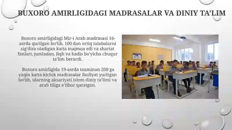 Buxoro amirligi, Qoʻqon va Xiva xonliklarida ta’lim-tarbiya 4