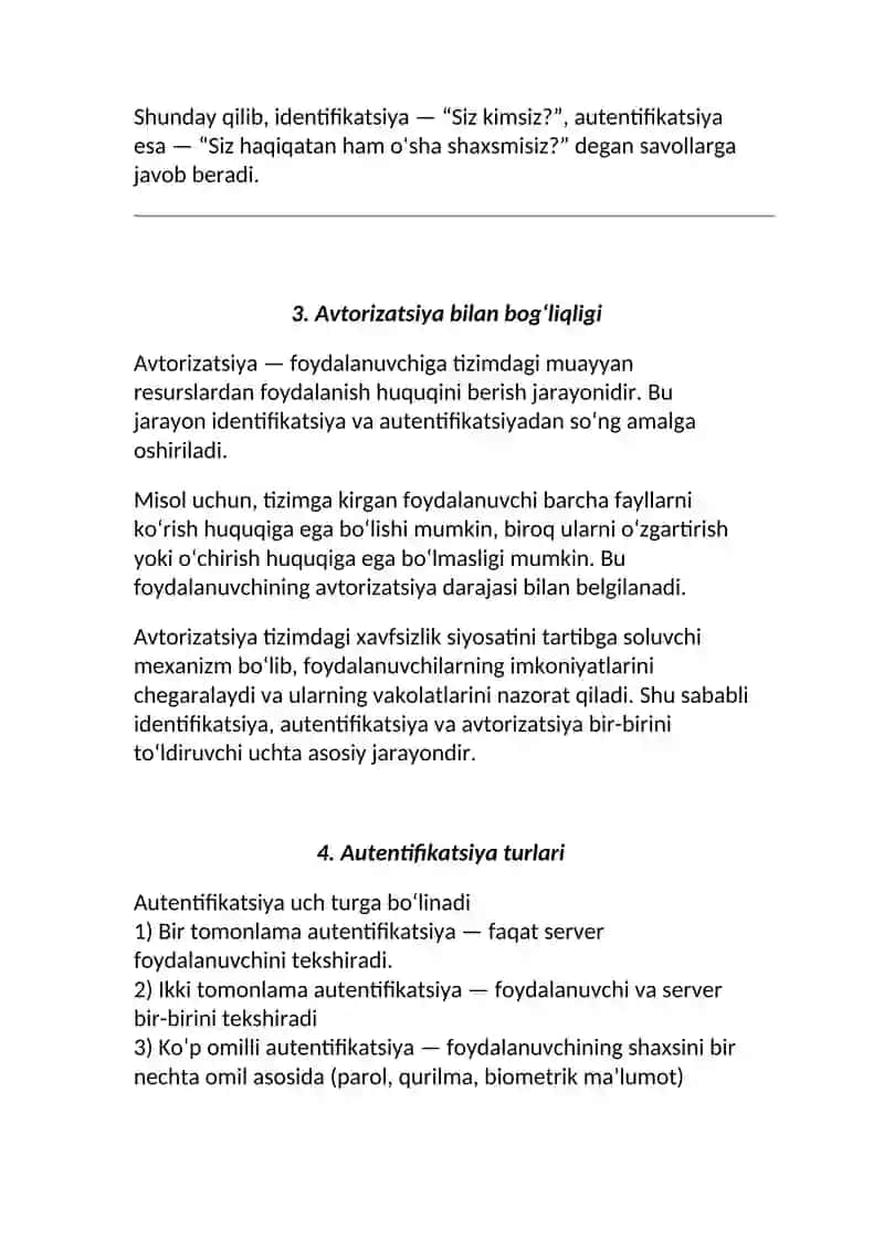 Identifikatsiya va autentifikatsiya tushunchasi va vazifalari 4