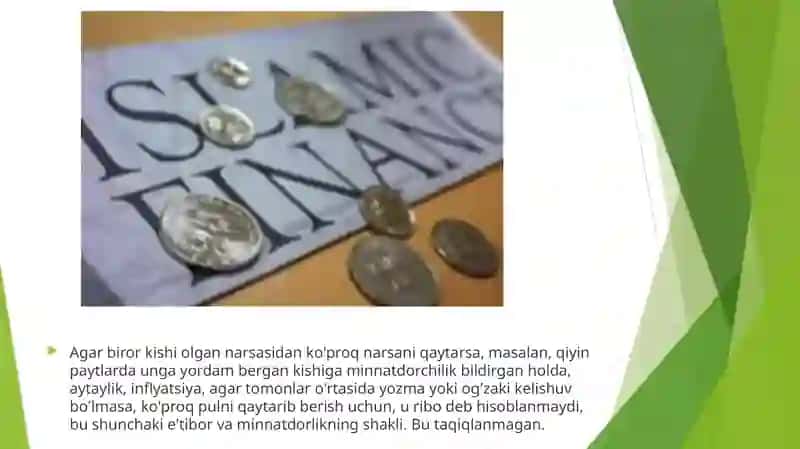Islom banklarida foiz, sudxo'rlik va ribo mavzusida taqdimot 4