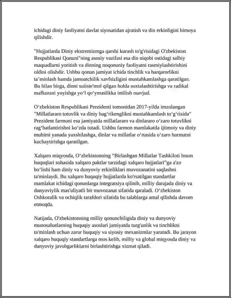 JAMIYAT HAYOTIDA DUNYOVIYLIK DINIYLIK MUTANOSIBLIGI 4
