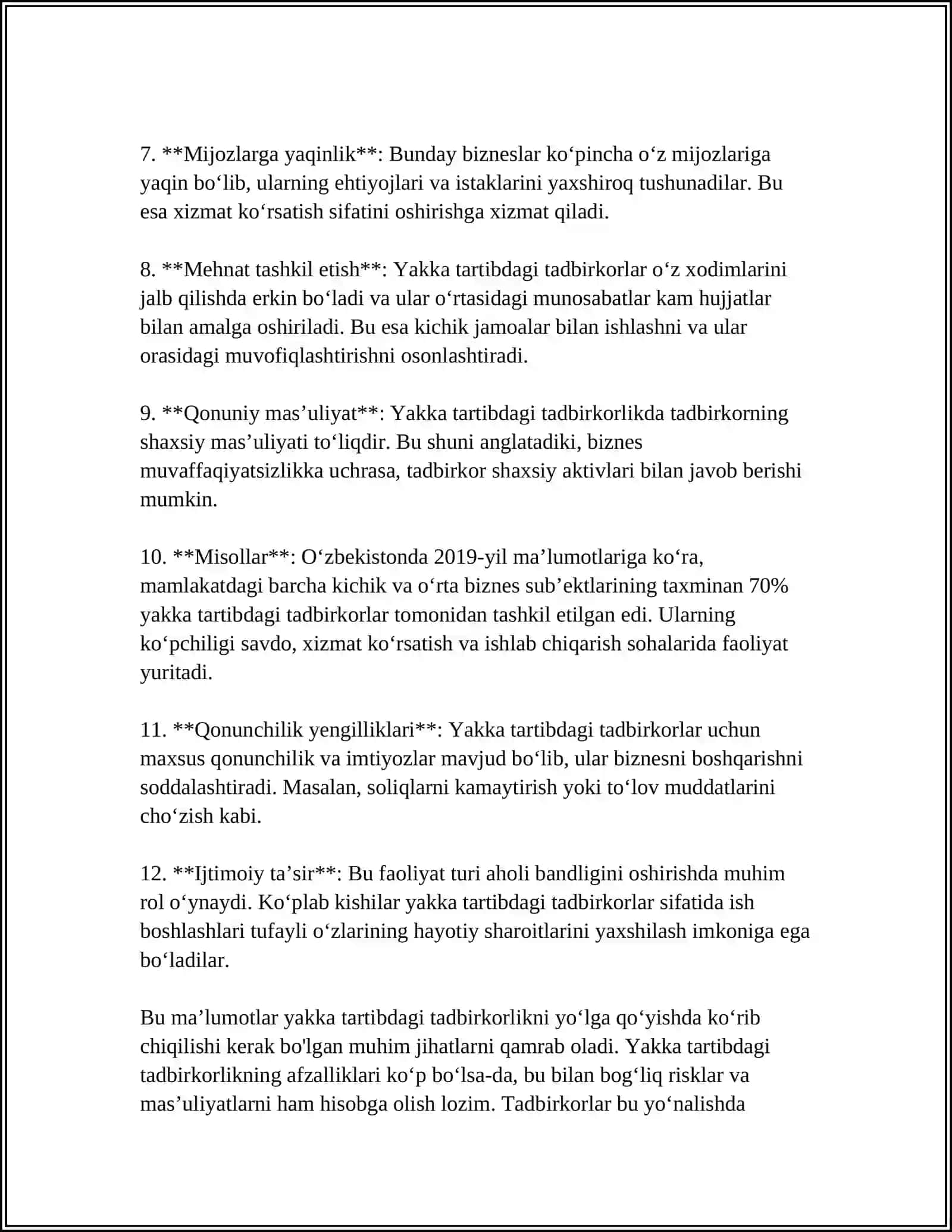 BIZNES YURITISHNING ASOSIY SHAKLLARI VA AFZALLIKLARI KAMCHILIKLARI 4