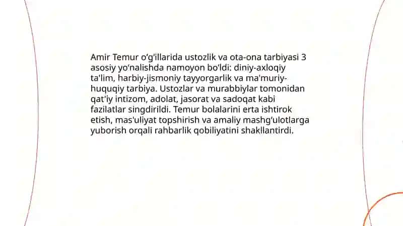 Amir Temur oʻgʻillarining tarbiyaviy ahamiyati 4