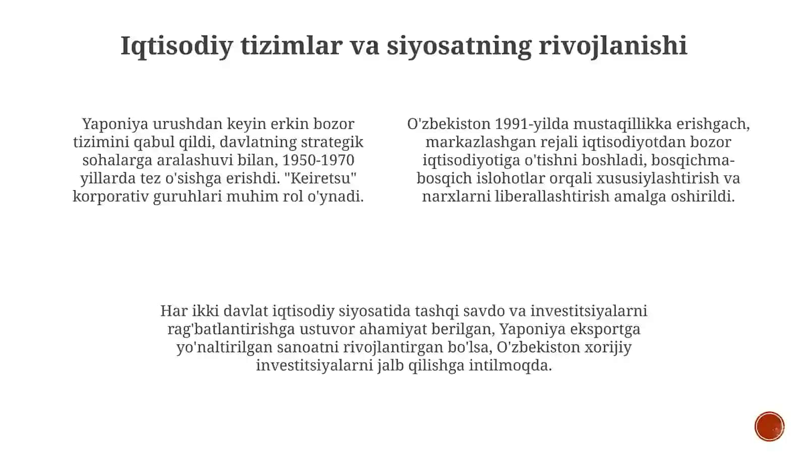 Yaponiya va O'zbekistonning iqtisodiy rivojlanishi: Qiyosiy tahlil 4