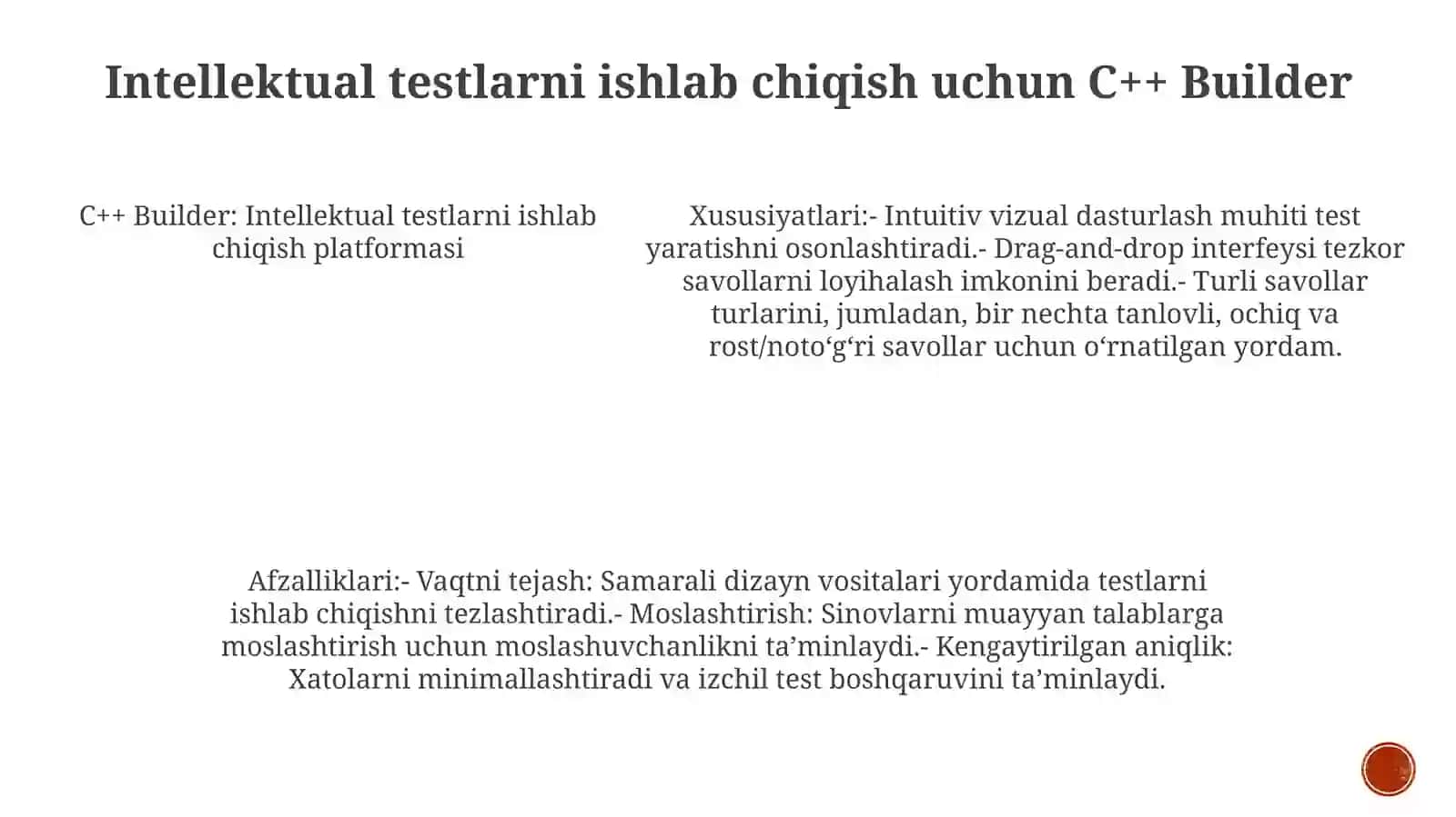 C++ Builderda Intelektual Test Dasturini Tayyorlash 4
