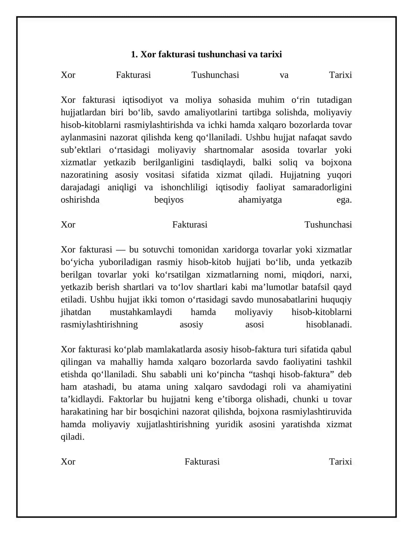 Xor fakturasi va Tuzilishi 4