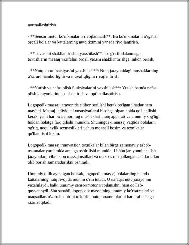 LOGOPEDIK MASSAJNI O‘TKAZISH UCHUN KO‘RSATMALAR VA MAN ETISH HOLATLARI 4