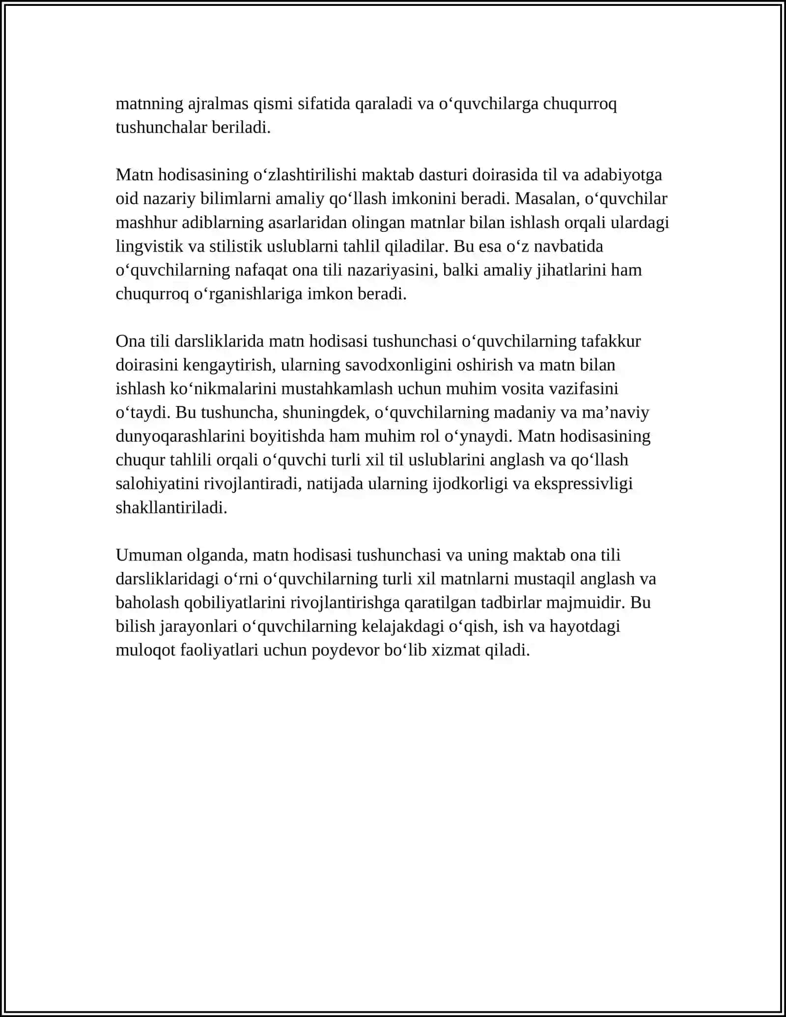 MAKTAB ONA TILI DARSLIKLARIDA MATN HODISASINING TALQINI (9-10-SINFLAR) 4