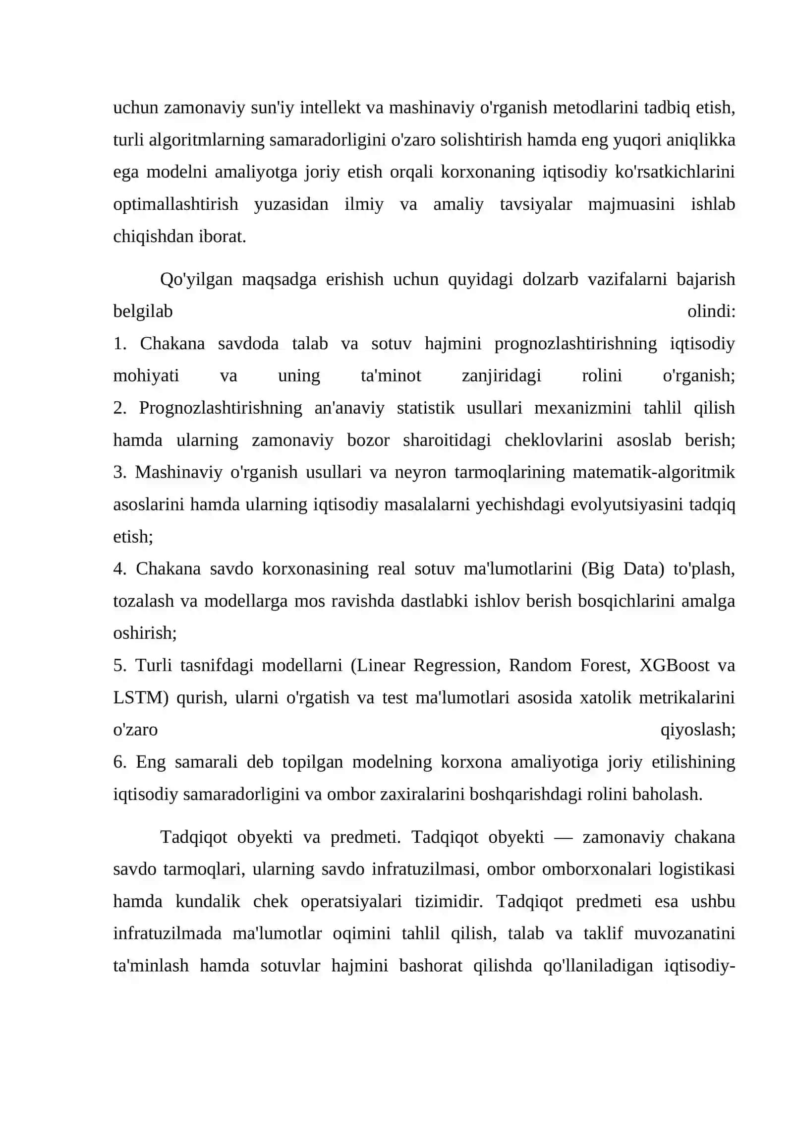 CHAKANA SAVDO SOHASIDA SOTUVLARNI PROGNOZLASHTIRISHDA SUN'IY INTELLEKT VA MASHINAVIY O'RGANISH METODLARINI QO'LLASH 4