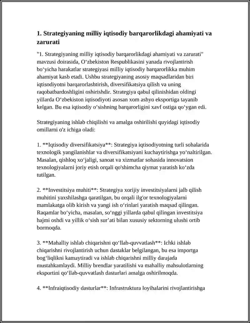 O‘ZBEKISTON RESPUBLIKASINI YANADA RIVOJLANTIRISH BO‘YICHA HARAKATLAR STRATEGIYASINING AHAMIYATI VA ZARURAT 4