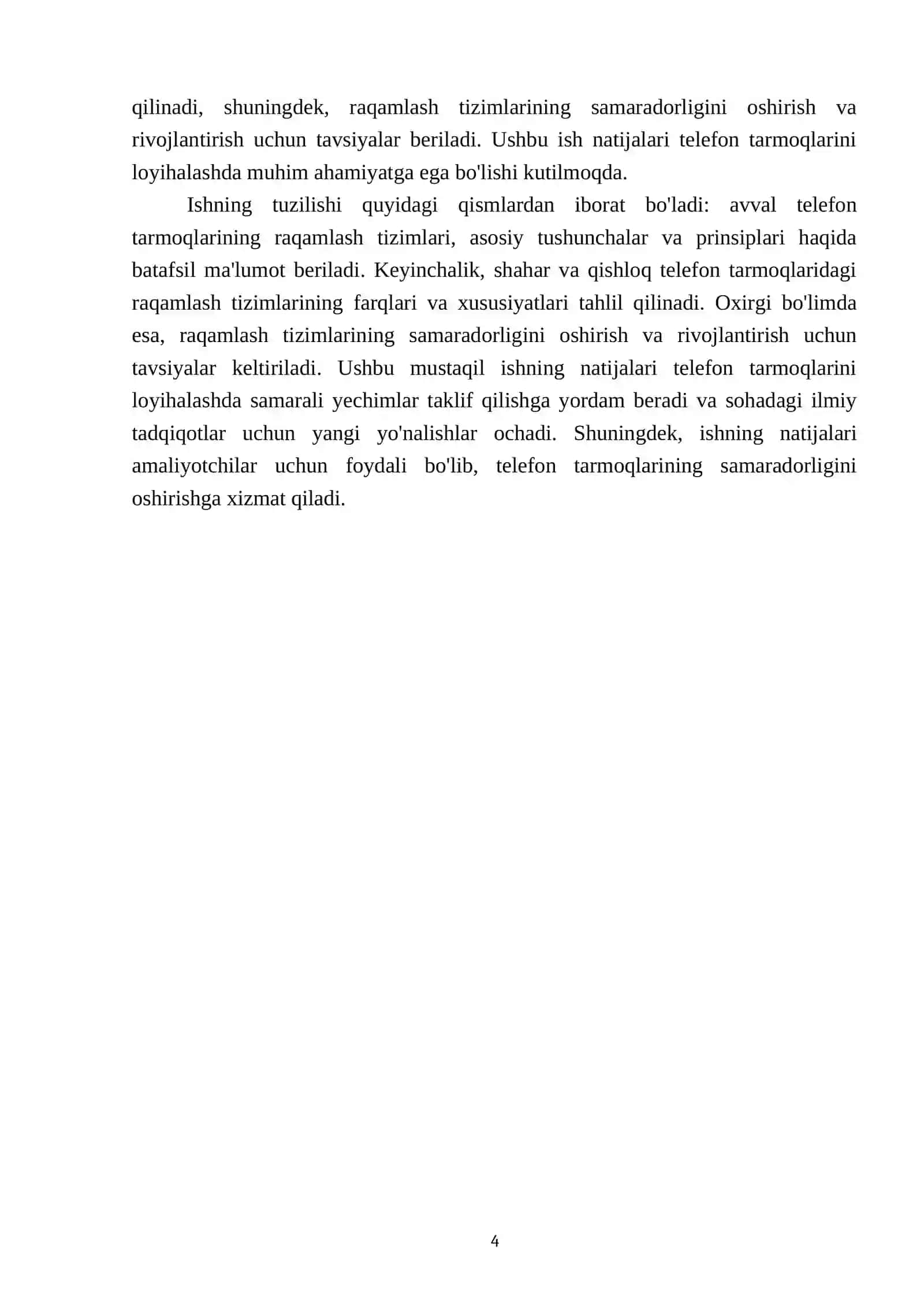 Shahar va qishloq telefon tarmoqlarini loyihalashda raqamlash tizimi tahlili 4