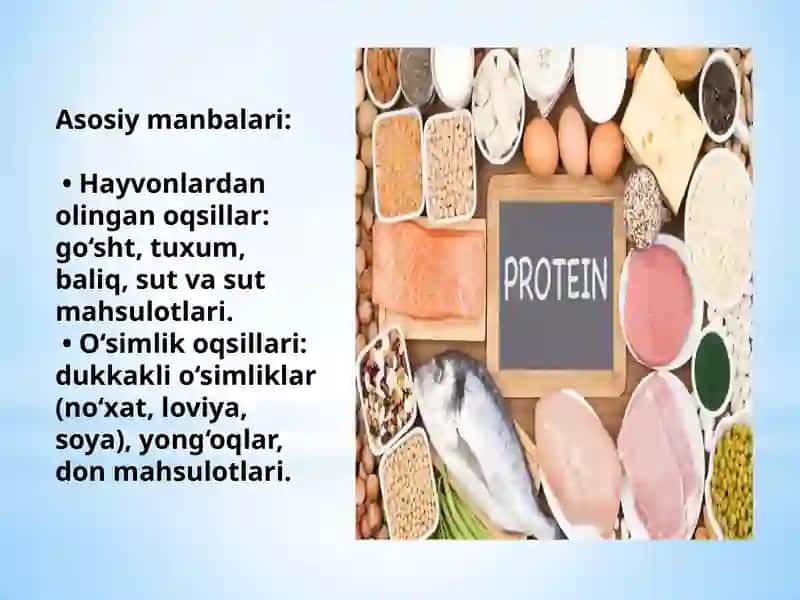 Asosiy ozuqaviy moddalar-oqsillar, yog’lar, karbonsuvlar, mineral moddalar, vitaminlarning biologik 4