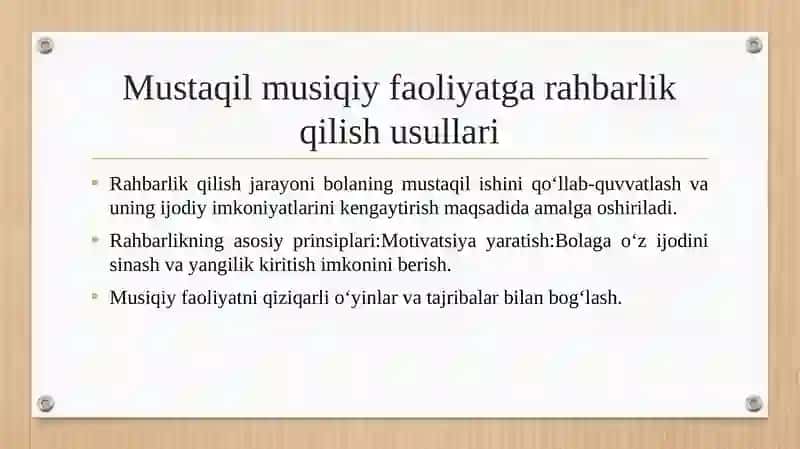 Bolalarning mustaqil musiqiy faoliyati mazmuni va unga rahbarlik qilish 4