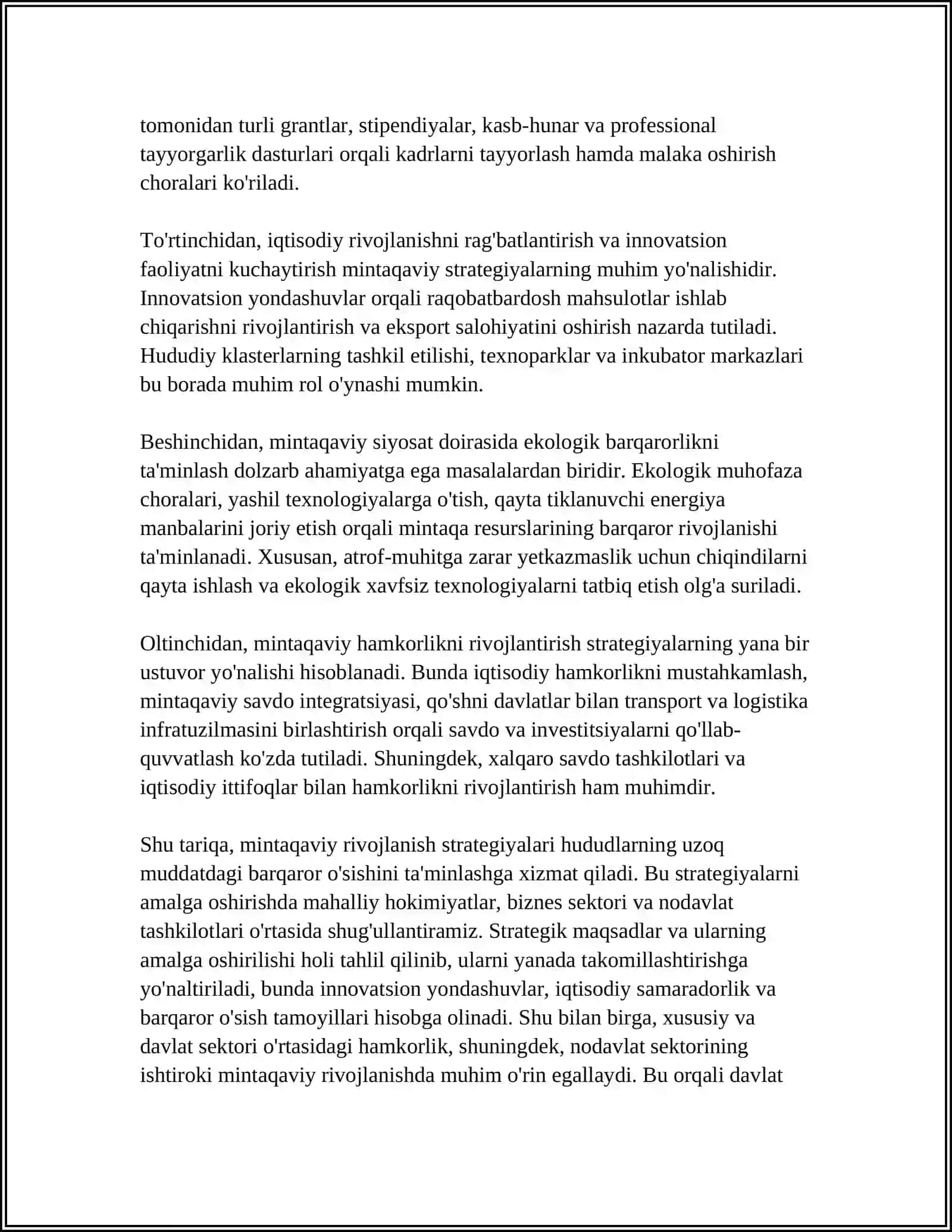 DAVLATNING MINTAQAVIY SIYOSATI VA HUDUDLAR RIVOJLANISHINING ISTIQBOLLARI 4