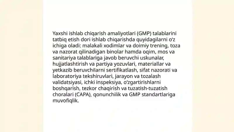 Dori vositalari ishlab chiqarishda sifat menejmenti tizimlari 4