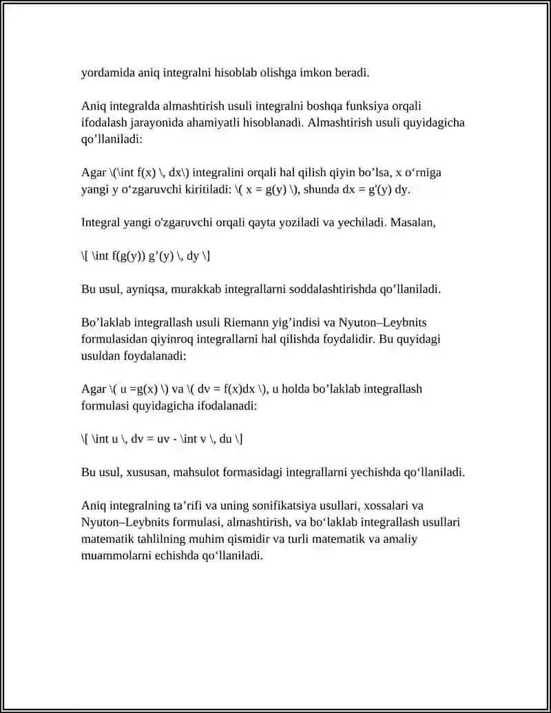 ANIQ INTEGRAL VA UNING XOSSALARI 4