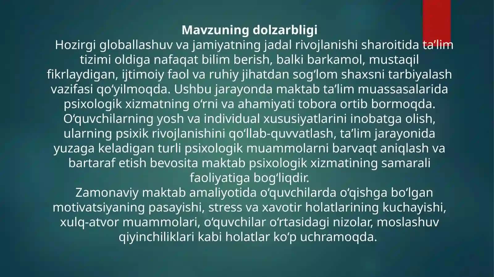 MAKTAB PSIXOLOG XIZMATINING ASOSIY MODELLARI 4