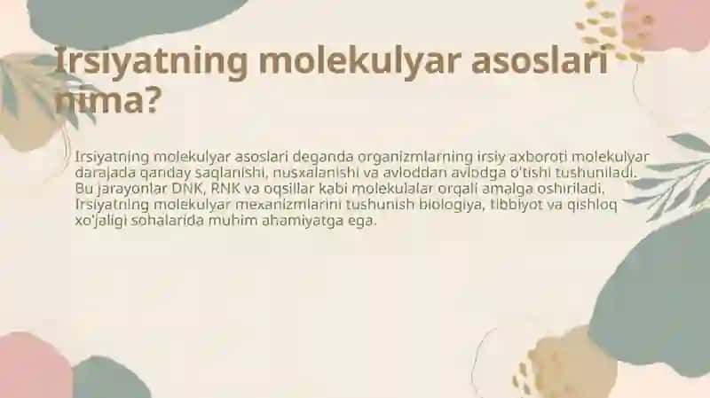 Irsiyatning molekulyar asoslari 4