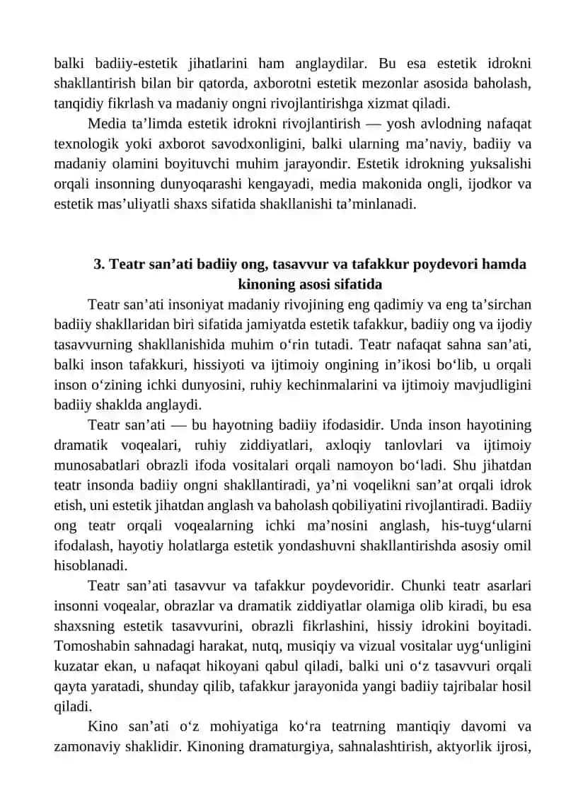 Media ta’lim tizimida badiiy ong, tasavvur va tafakkur 4