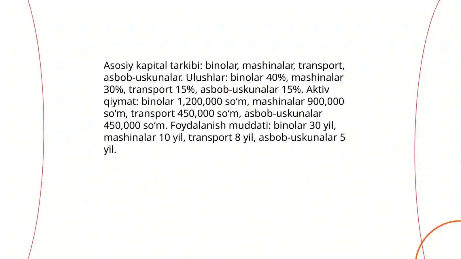 Asosiy kapitalning tarkibi, eskirishi va foydalanish samaradorligi ko'rsatkichlari 4