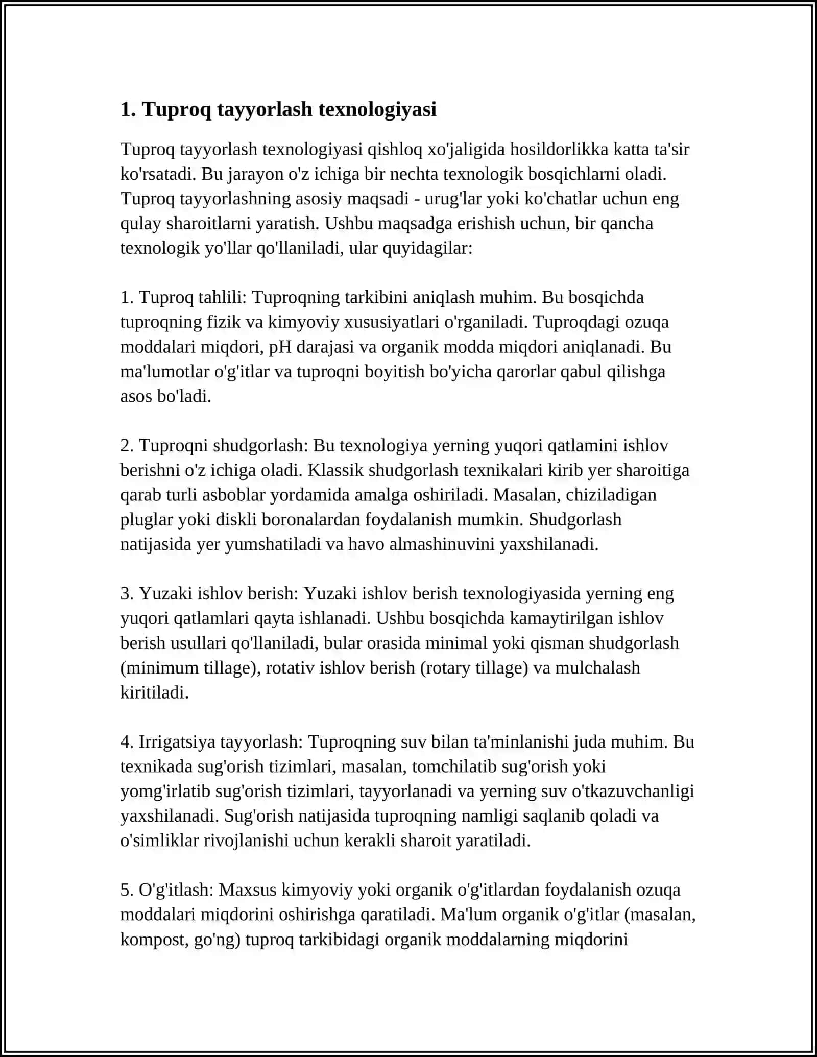 MEVA KÒCHATLARNING SHAKL BERISH BÒLIMIDAGI 2 DALASIDA OLIB BORILADIGAN TEXNOLOGIK ISHLAR VA ULARNING BAJARILISH MUDATLARI 4