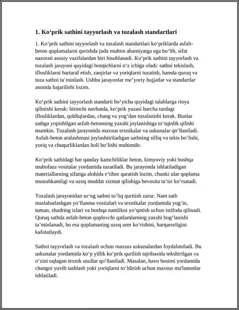 KO’PIRIKLARDA ASFALTA BETON QOPLAMALARINI QURISHDA SIFAT NAZORATI 4
