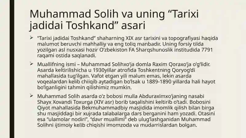 Toshkent Muhammadsolih tavsifida 4