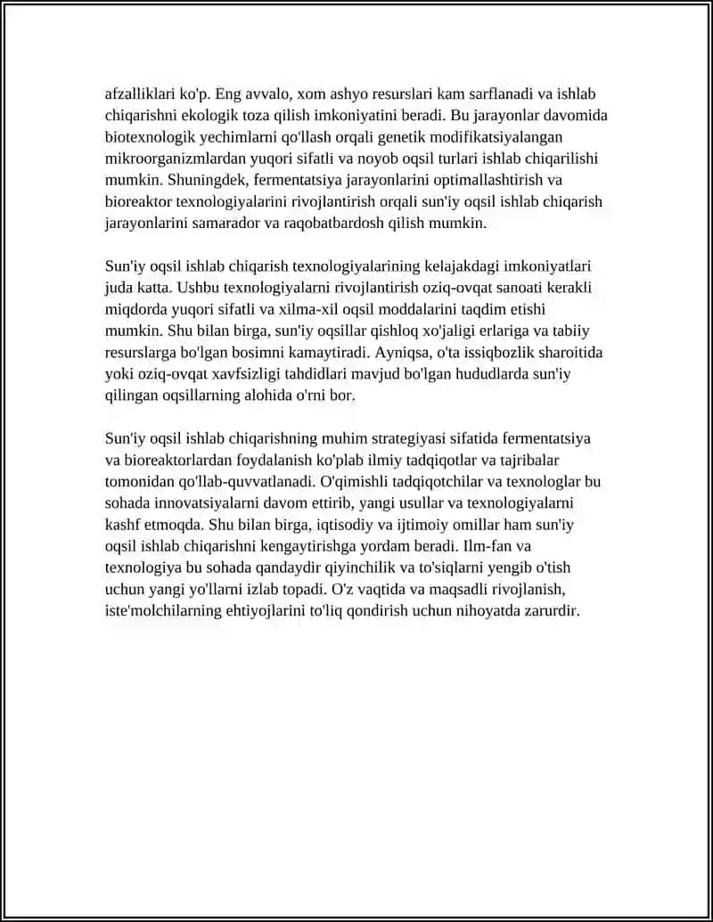 Sun'iy Oqsil Ozuqa Moddalarining Ishlab Chiqarilishi va Kelajakdagi Imkoniyatlar 4