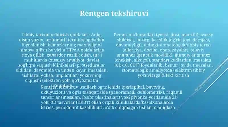 Stomatologik bemorlarni tekshirish usullari 4