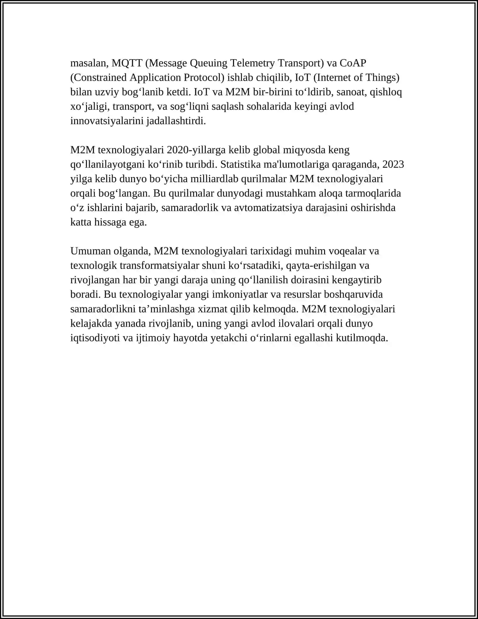 M2M TEXNOLOGIYASI- INTERNET ASHYOLARI ASOSI SIFATIDA 4