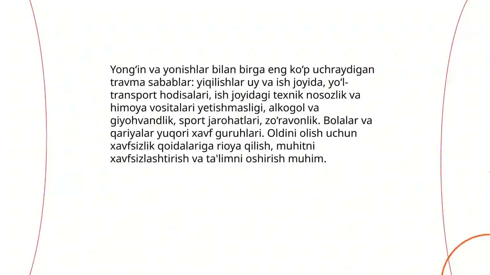 Travmatizm haqida ma'lumot. Profilaktikasi haqida tushuncha 4