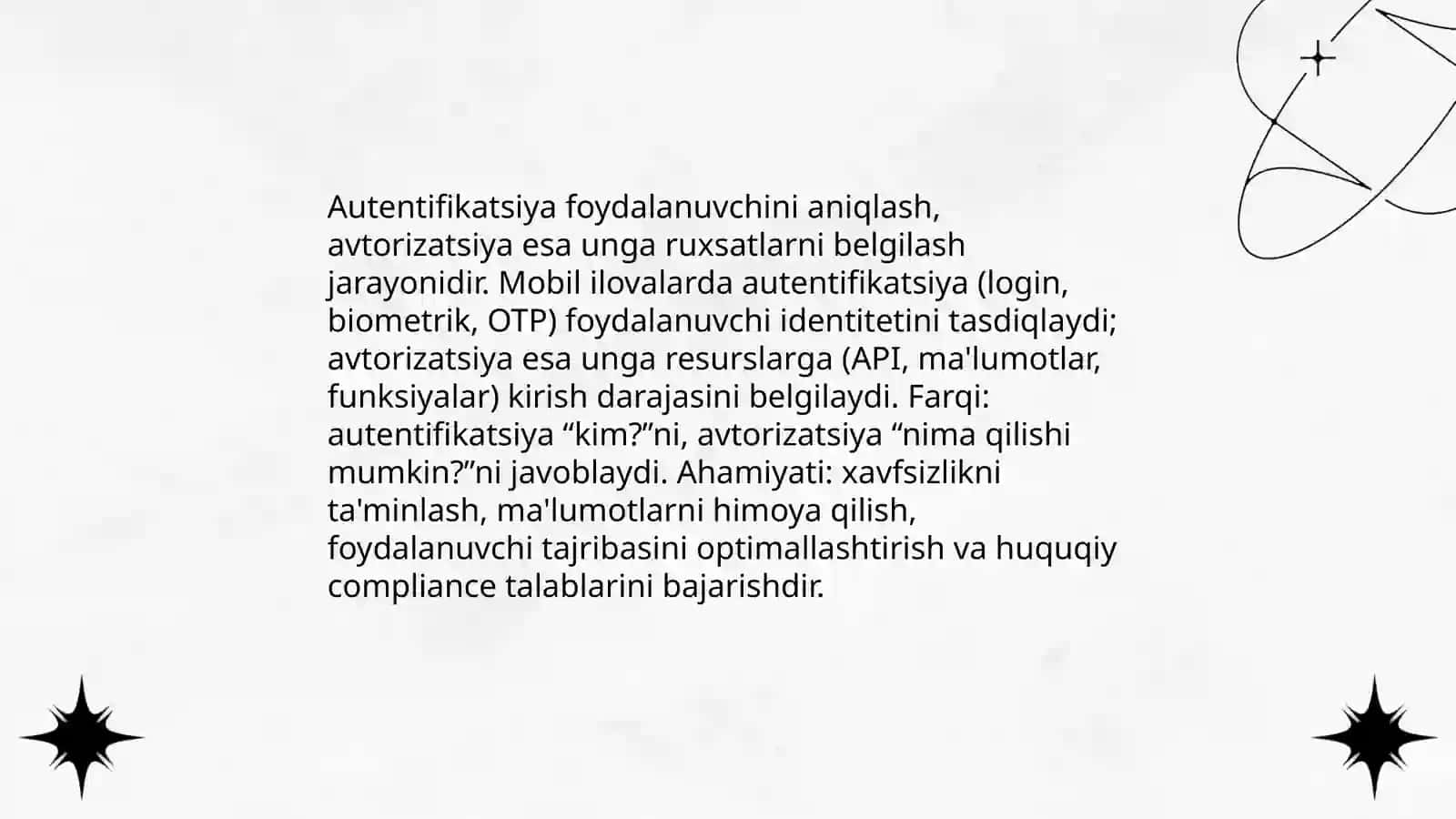 Mobil ilovalarda foydalanuvchi autentifikatsiyasi va avtorizatsiya jarayonlari 4
