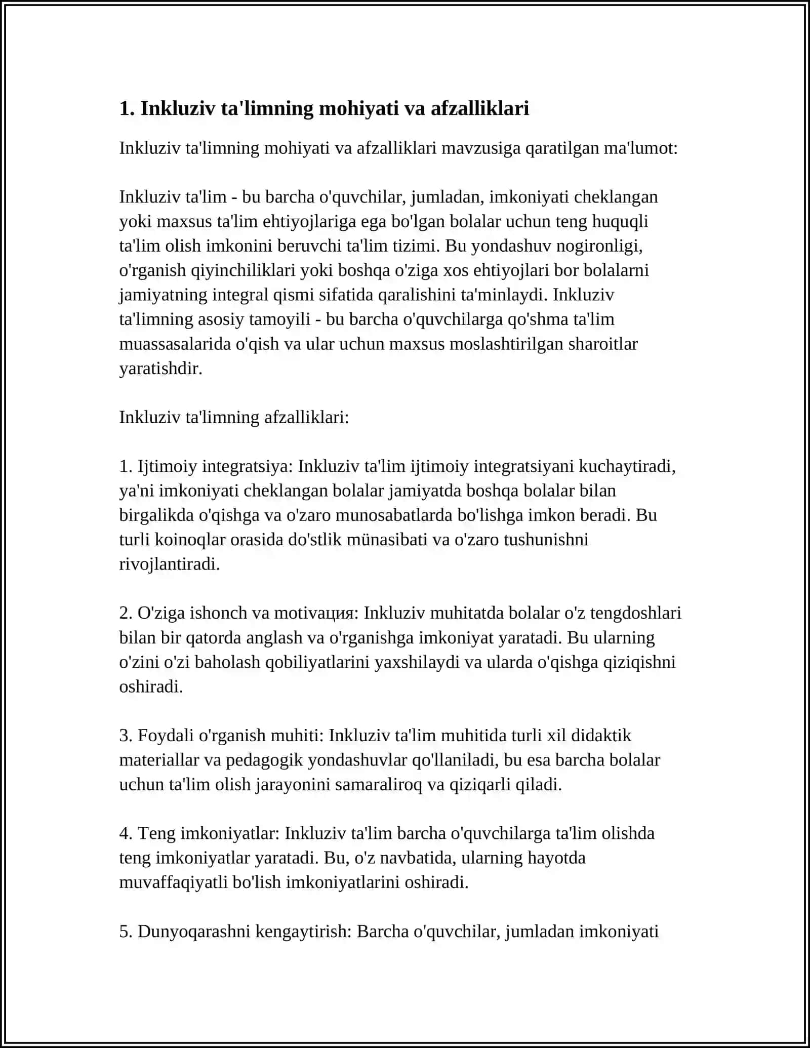 NUQSONI BOLGAN BOLALARNI INKLUZIV TA'LIM SHAROITDA O'QISH VA TARBIYALASH 4