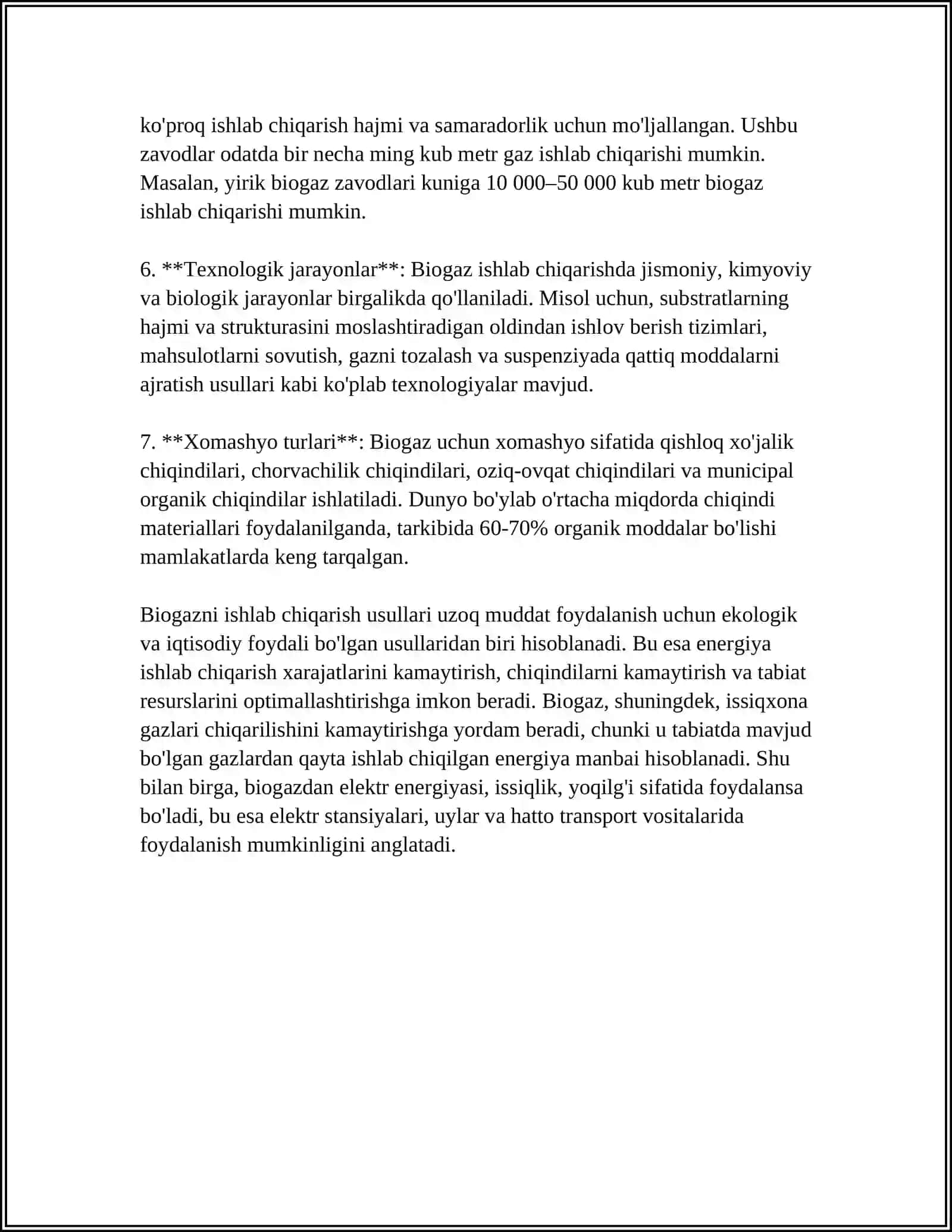 QISHLOQ XOʻJALIGI CHIQINDILARI ASOSIDA BIOGAZ OLISH VA ULARNI ORGANIK CHIQINDILARDAN TOZALASH 4