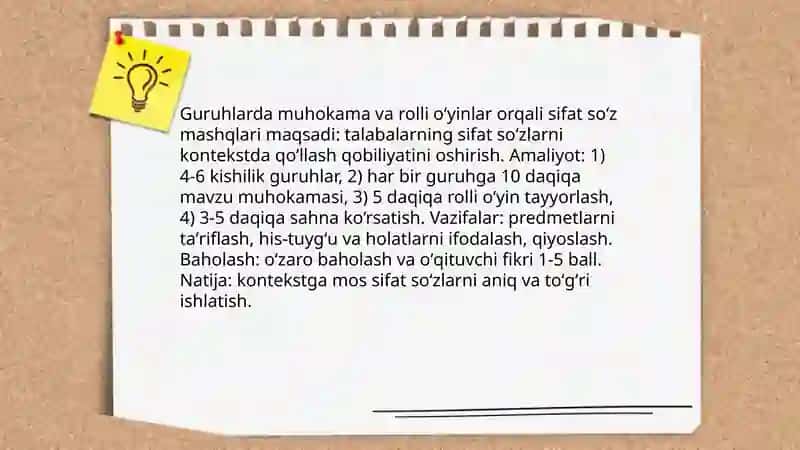 Sifat soʻz turkumini oʻrganishda interfaol usullarni qoʻllash 4