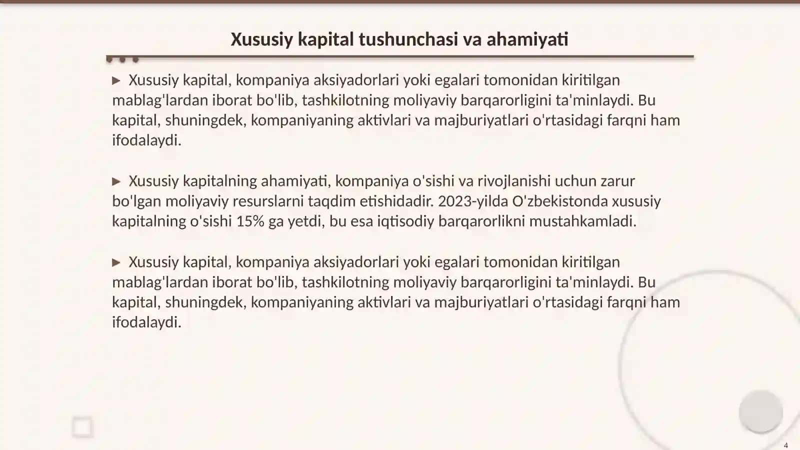 Majburiyatlar va xususiy kapital auditi 4