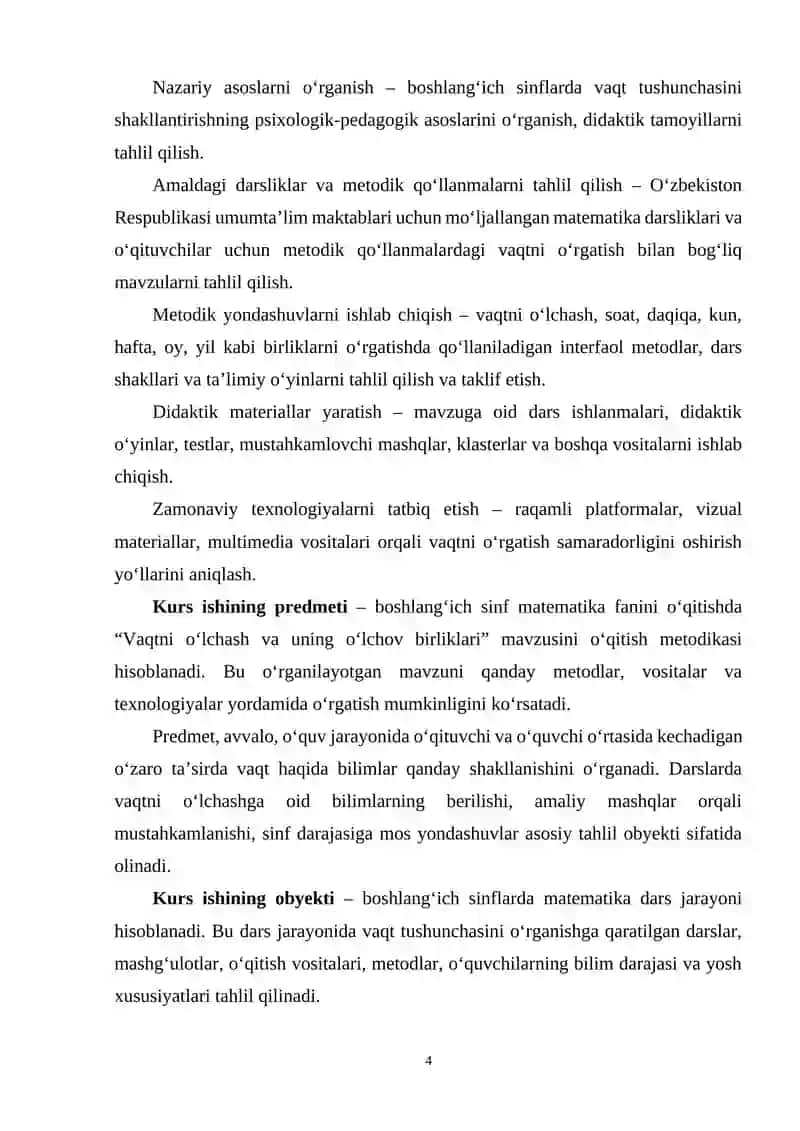 4-SINFDA VAQT O’LCHOV BIRLIKLARINI O’RGATISHDA TARIXIY MATERIALLARDAN FOYDALANISH.docx 4