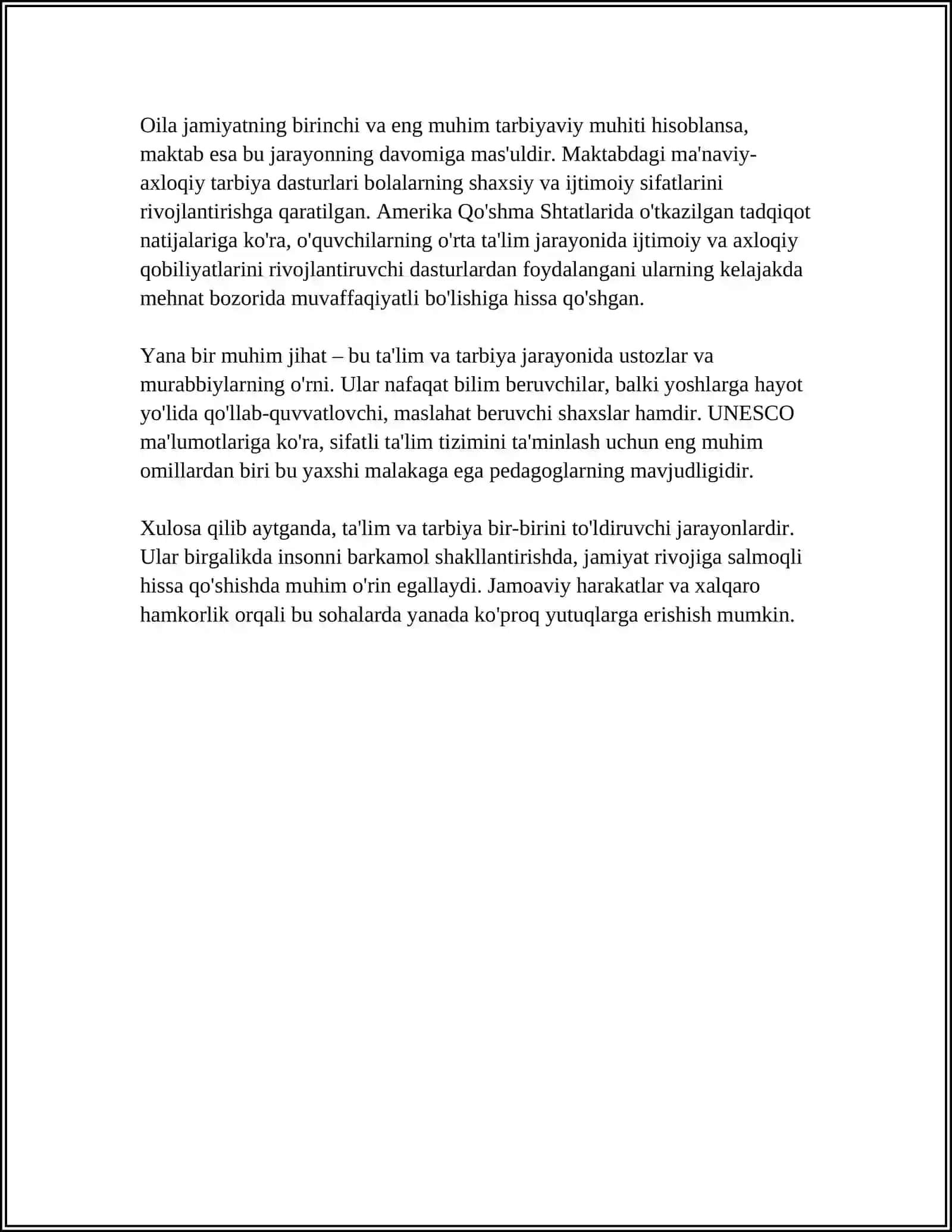 REFERAT TA'LIM VA TARBIYANING HAMOHANGLIGI MAVZUSIDA 4