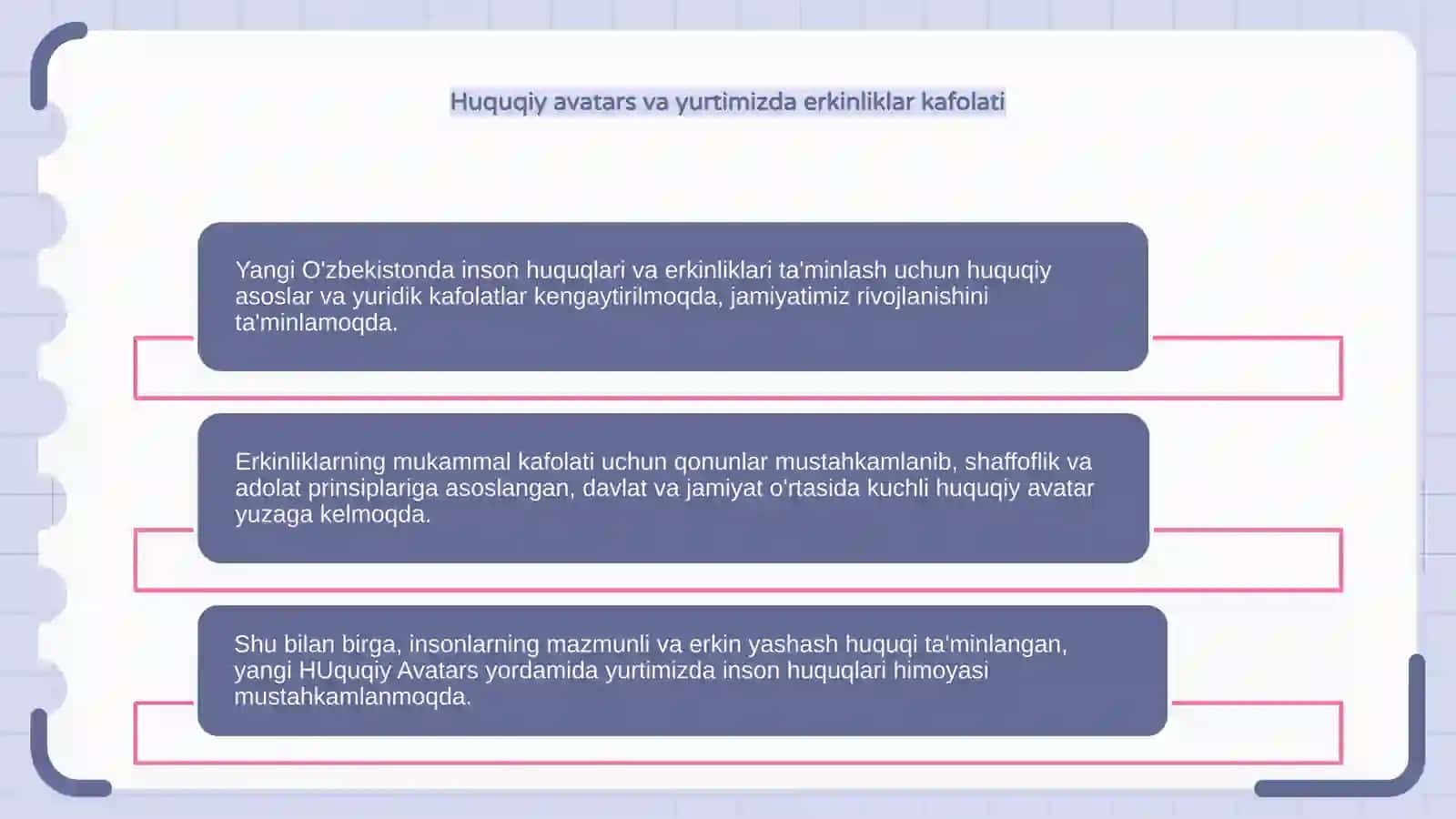 Yangi oʻzbekistongda inson haq huquqlari va erkinliklari kafolatining yaratilishi 4