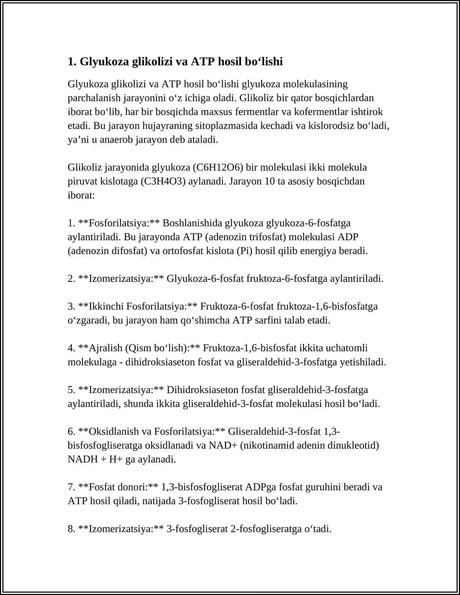 METABOLIZM JARAYONIDA ENERGIYA HOSIL BO‘LISHI VA SARFLANISHI 4