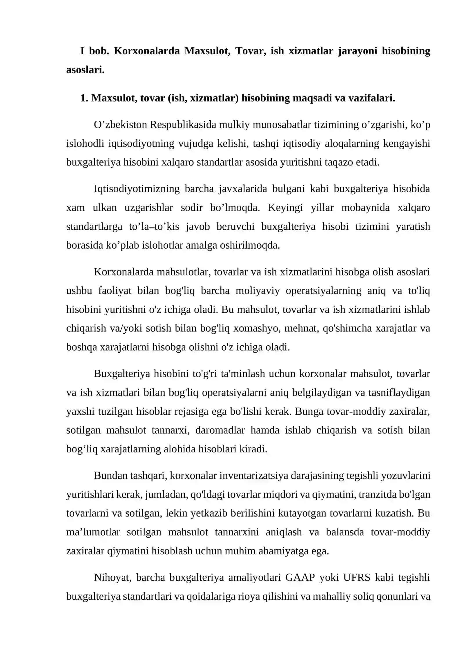 Mahsulot, tovar (ish, xizmatlar) va ularning hisobi 4