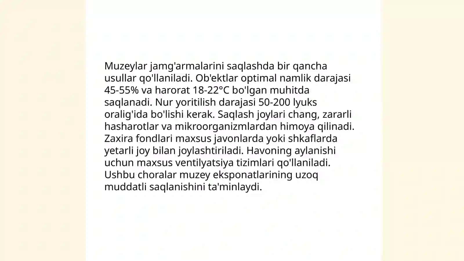 Oʻzbekistonning eng yirik muzeylari. Muzey jamgʻarmalarini tashkil etish masalalari 4