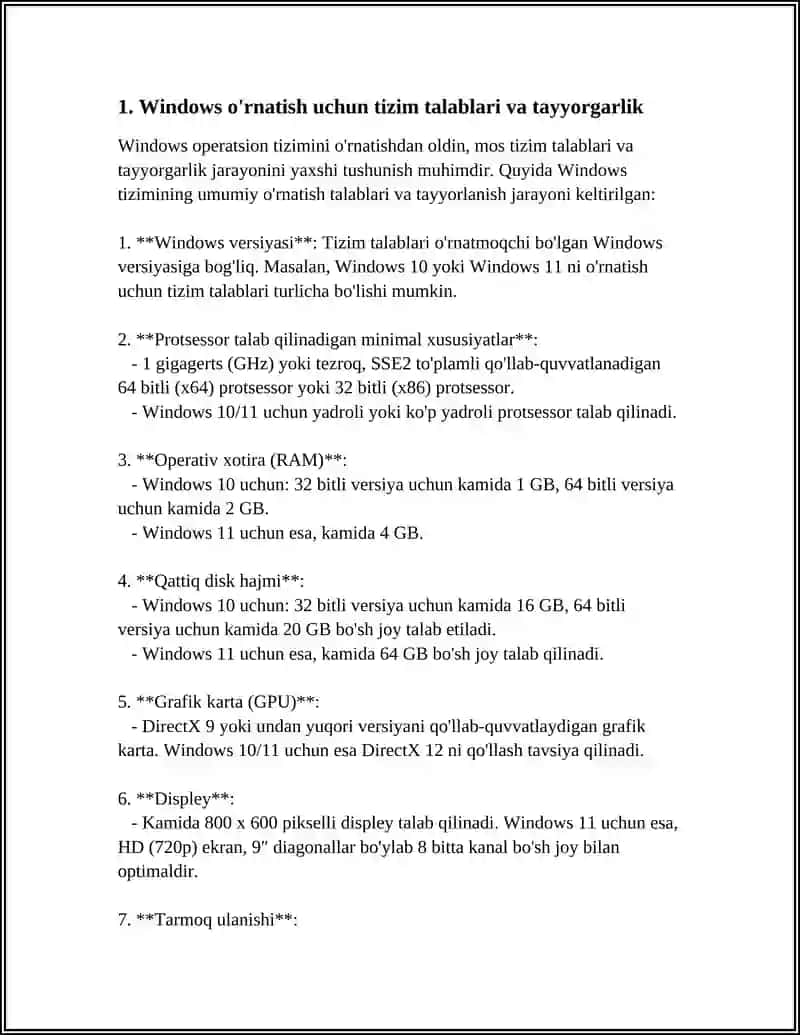 WINDOWS OPERATSION TIZIMINI KOMPYUTERGA OʻRNATISH 4